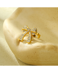 Fashion Full Diamond Bow Knot Stainless Steel Rings