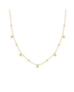 Popular Full Star Ball Simple Small Gold Bead Stainless Steel Necklace Bracelet Set.