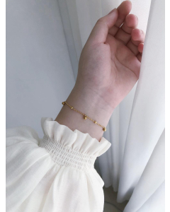 Fashion Full Star Ball Simple Small Gold Bead Stainless Steel Bracelet 