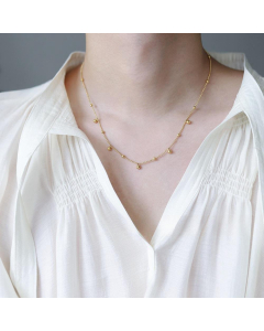 Fine Jewelry Fashion Full Star Ball Simple Small Gold Bead Stainless Steel Necklace 