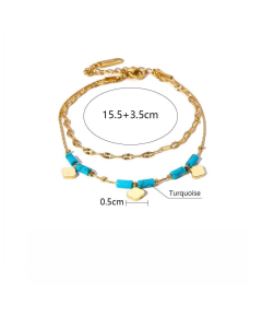Niche Plated 18K Gold Natural Stone Geometric Stainless Steel Bracelet 