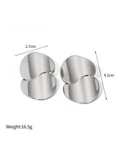 Steel Color Geometric Curve Earrings Senior Non-fading Stainless Steel Earrings 