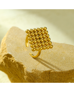 Wholesale Stainless Steel Ring Geometric Design 18K Gold Vacuum Electroplated Ring