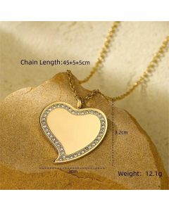 Minimalism Love Diamond Inlaid Pendant Stainless Steel Necklace 