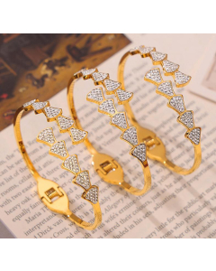 Wholesale Stainless Steel Bangles Skirt Style Splicing Jewelry Geometric Open Spring Bracelet