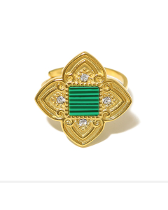 Vintage Plated 18K Gold Non-fading Geometric Opening Stainless Steel Ring 