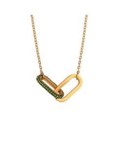 Ins Style Popular Diamond Inlaid Geometric Stainless Steel Pendant Necklace