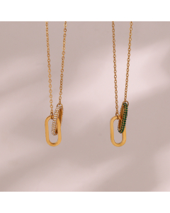 Wholesale Stainless Steel Necklace Ins Style Popular Diamond Inlaid Geometric Pendant Necklace