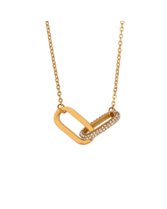 Wholesale Stainless Steel Necklace Ins Style Popular Diamond Inlaid Geometric Pendant Necklace