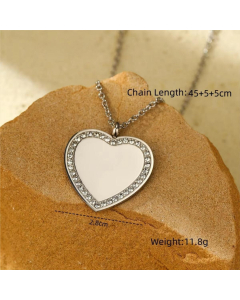 Popular Zircon Inlaid Gold-Plated Geometric Pendant Stainless Steel Necklace 