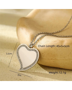 Zircon Inlaid Gold-Plated Geometric Pendant Stainless Steel Necklace 
