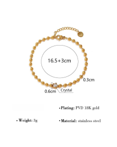 Wholesale Minimalism Star Diamond Inlaid Bracelet Stainless Steel Small Gold Bead Chain