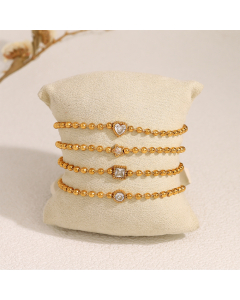 Minimalism Geometric Star Love Diamond Inlaid Bracelet Wholesale Stainless Steel Small Gold Bead Chain