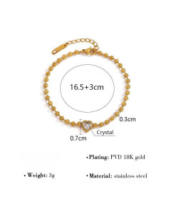 Minimalism Love Diamond Inlaid Bracelet Stainless Steel Small Gold Bead Chain