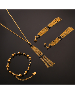 Wholesale Stainless Steel Jewelry Set Multi-layer Chain Stitching Beaded Necklace