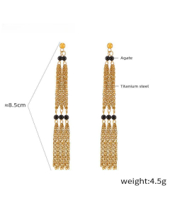 Retro Geometric Multi-layer Chain Stitching Beaded Stainless Steel Jewelry Set 