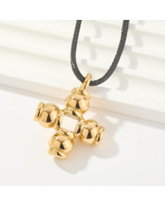 Plated 18K Gold Cross Pendant Necklace Stainless Steel Sweater Chain