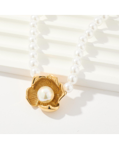 Light Luxury Flower Pendant Necklace Stainless Steel Sweater Chain