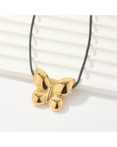Light Luxury Butterfly Pendant Necklace Stainless Steel Sweater Chain