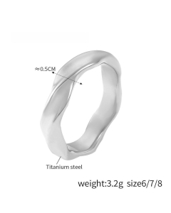 Wholesale Stainless Steel Ring Zircon Ring Gold Plated Geometric Texture Design Sense Ring-Steel Color-01-6