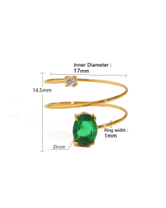 Elegant Geometric Zircon Inlaid Stainless Steel Ring