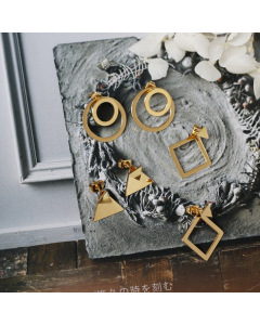 Wholesale Plated 18K Gold Earrings Geometry Square Round Back Hanging Earrings