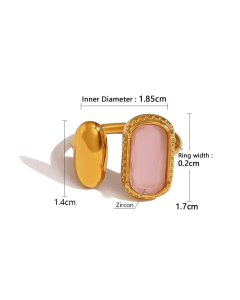 Fashion Glass Zircon Inlaid Geometric Exaggerated Stainless Steel Ring
