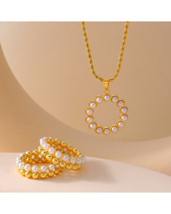 Wholesale Stainless Steel Fine Jewelry Glue Beads Inlaid Pendant Necklace