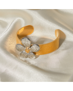 Wholesale 18K Gold Stainless Steel Bracele Flower Opening Bracelet 