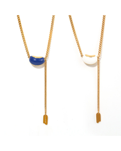 Small Gold Bean Pendant Clavicle Necklace Wholesale Stainless Steel Dripping Oil Necklace