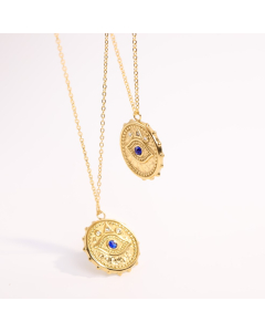 Stainless Steel Gold Necklace With Devils Eye Pendant jewelry CA7810111