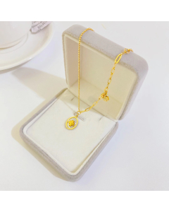 Stainless Steel Gold Necklace With Luckyleaf Pendant CA7810103