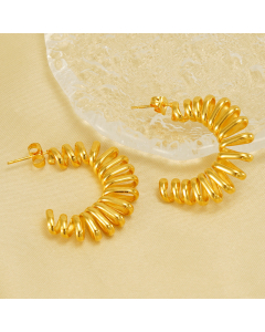 Fashion Stainless steel Earring Gold Plated Spring Earring LY881017