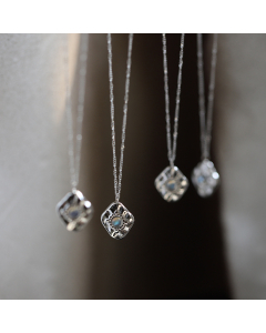 Wholesale Stainless Steel Necklace Fashion Minimalism Grey Moonstone Nepal Irregular Pattern Necklace Clavicular Chain