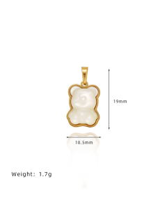 Cute Gummy Bear Natural White Fritillaria Stainless Steel Pendant