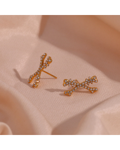 Wholesale Stainless Steel Earrings Jewelry Halloween X-bone Diamond Stud Earrings