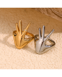 Wholesale Stainless Steel Ring Hand Modeling Zircon Inlaid Ring 