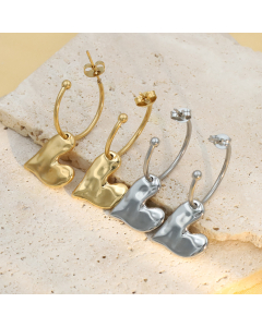Wholesale Stainless Steel Earrings Irregular Heart Earrings 