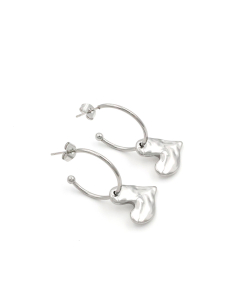 Steel Color Stainless Steel Heart-shaped Stud Earrings