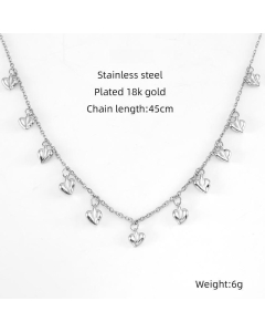 Female Niche Design Heart Love Choker Collarbone Chain Necklace Stainless Steel Necklace 