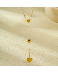 Fashion Plated 18K Gold Heart Fringe Stainless Steel Necklace 