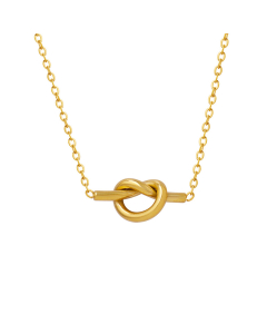 Wholesale Stainless Steel Necklace Niche Sweetheart Knot Heart Love Pendant Plated 18K Gold Pop Clavicle Chain Necklace