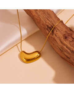 Fashion 18K Gold-plated Heart Pendant Snake Bone Chain Necklace Stainless Steel Clavicle Chain Necklace