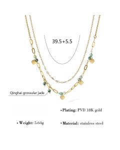 French Heart-shaped Pendant Necklace Double Layered Stainless Steel Stacking Necklace
