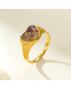 Hot Sale Heart-shaped Inlaid With Natural Stone Stainless Steel Ring