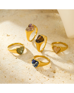 Wholesale Stainless Steel Ring Hot Sale High Quality Heart-shaped Inlaid With Natural Stone Ring