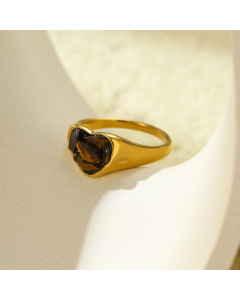 High Quality Heart-shaped Inlaid With Natural Stone Stainless Steel Ring