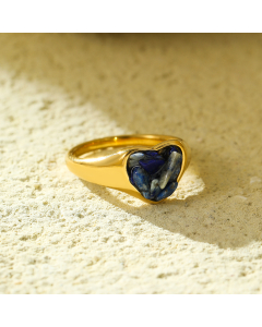 Fashion Heart-shaped Inlaid With Natural Stone Stainless Steel Ring