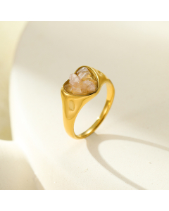 Fine Jewelry Heart-shaped Inlaid With Natural Stone Stainless Steel Ring