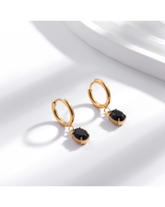 Fashion French Retro Geometric Miniature Zirconium Inset Stainless Steel Earrings Wholesale